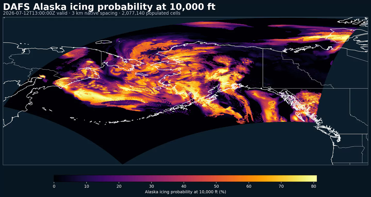DAFS Alaska icing probability at 10000 feet across its complete grid