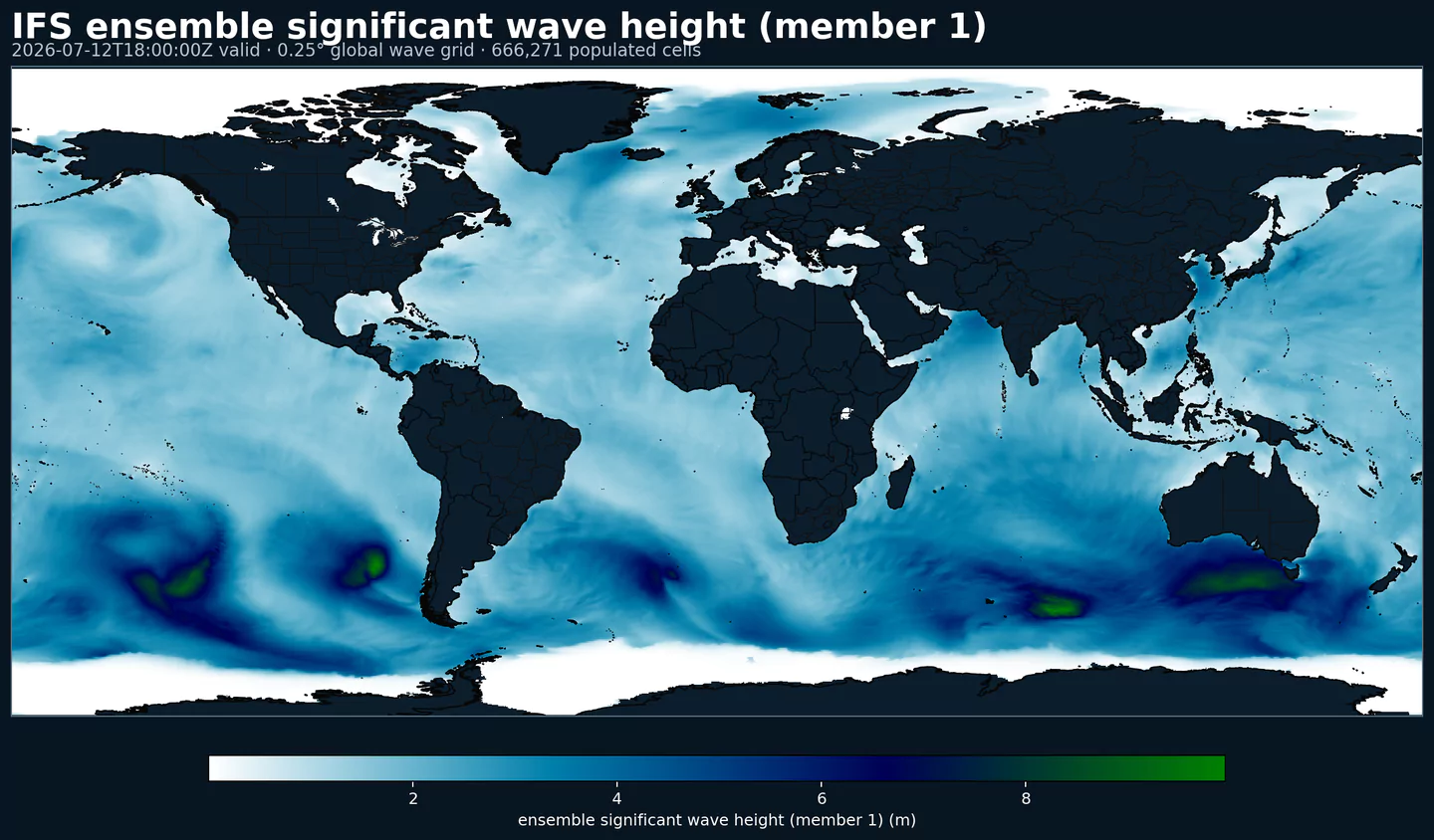 IFS ensemble significant wave height across its global wave grid