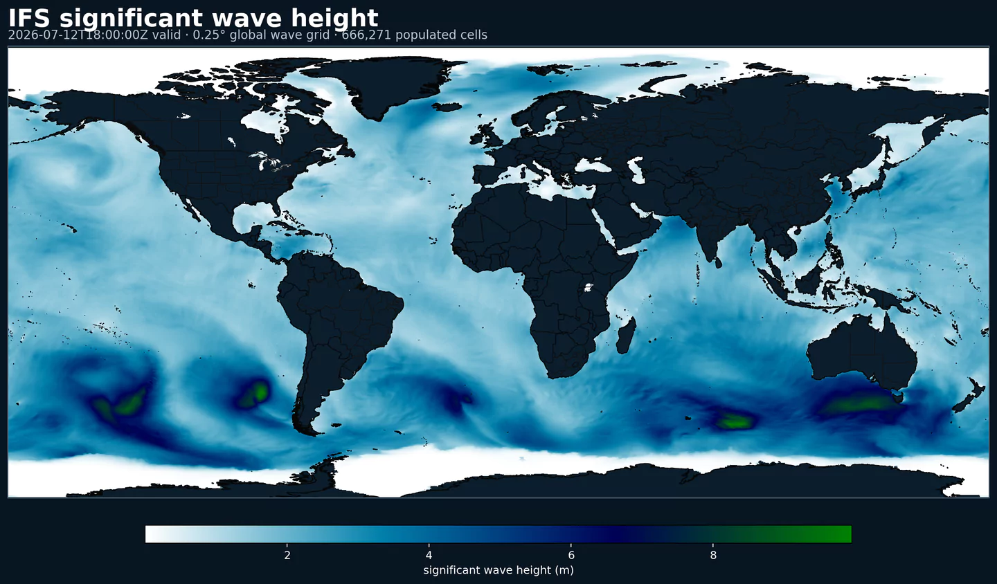 IFS significant wave height across its global wave grid